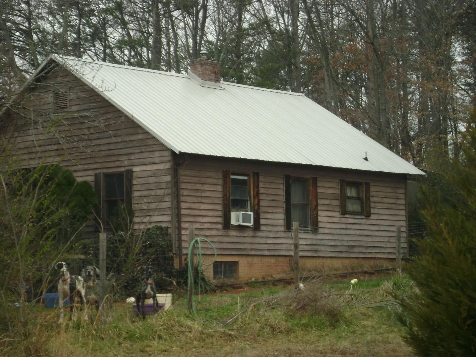 White metal roof on an old wood sided farmhouse, from a Metal Roof Installation job in Hillsboro